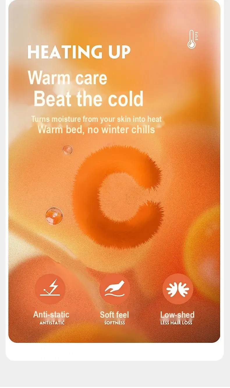 Graphic describing warmth and showing plush fabric texture.
