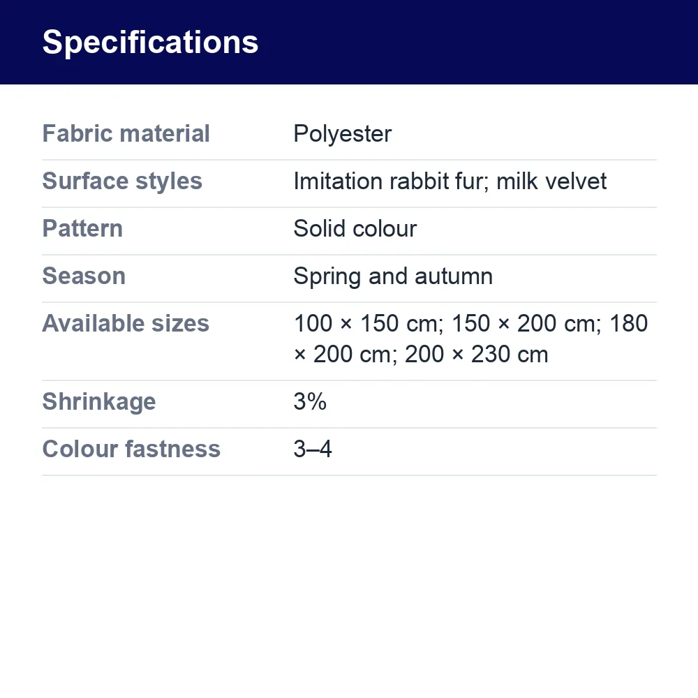 Rabbit-Style Fleece Blanket with Soft Textured Surface – specifications