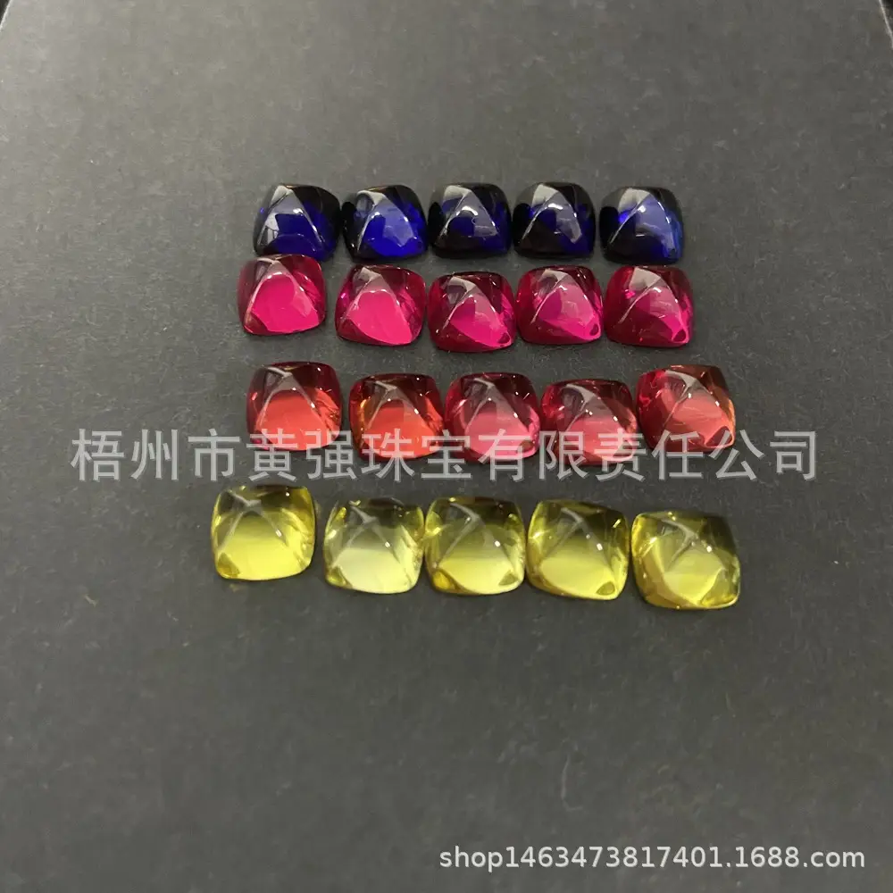 Huang Qiang Gem 10x10mm Fat Square Flat Bread Synthetic Blue Corundum Pillow Sugar Tower Bare Stone - Image 4