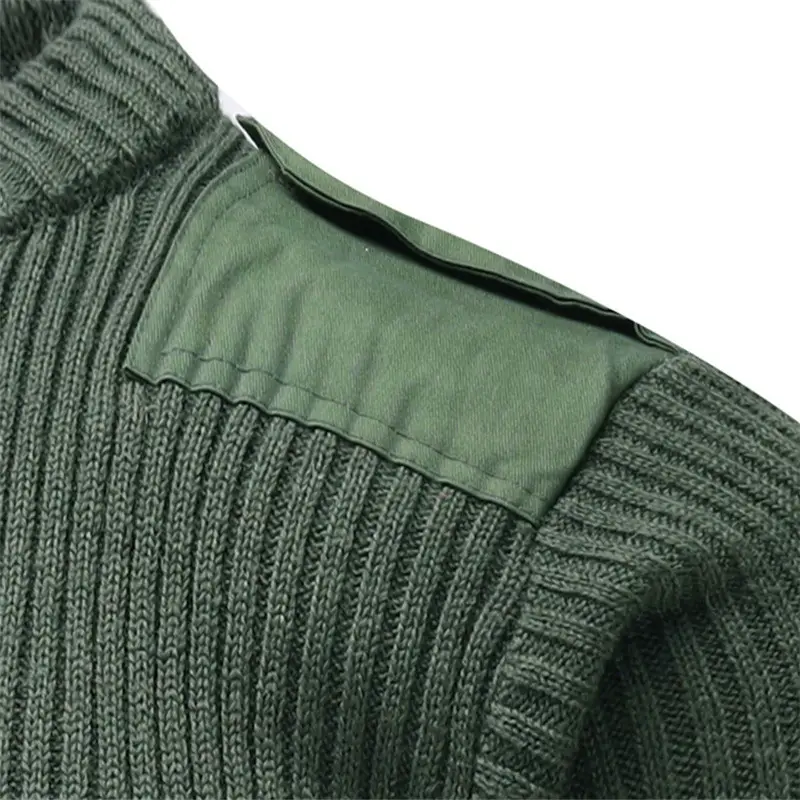 Men's Navy Wool Crossbody Sweater Long Sleeve Cold Proof Winter Wear