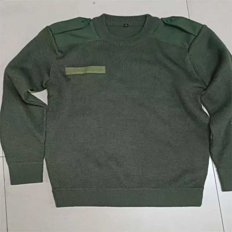 Men's Navy Wool Crossbody Sweater Long Sleeve Cold Proof Winter Wear