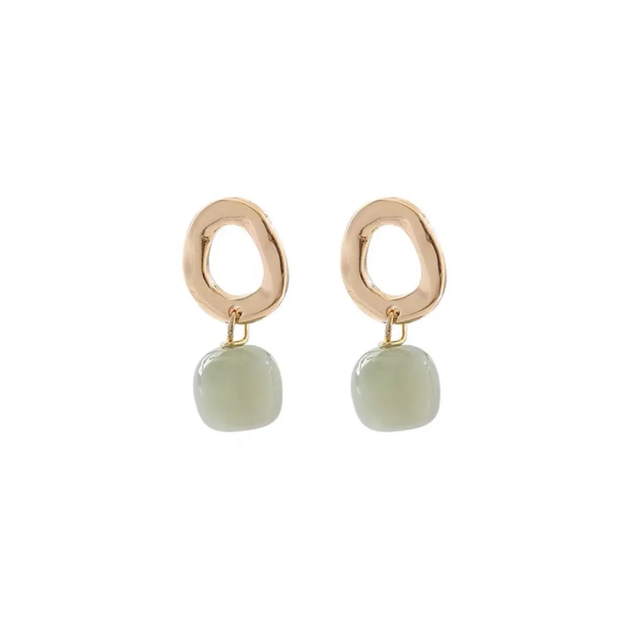 Vintage Light Jade Ear Stud Earrings S925 Silver - Image 4