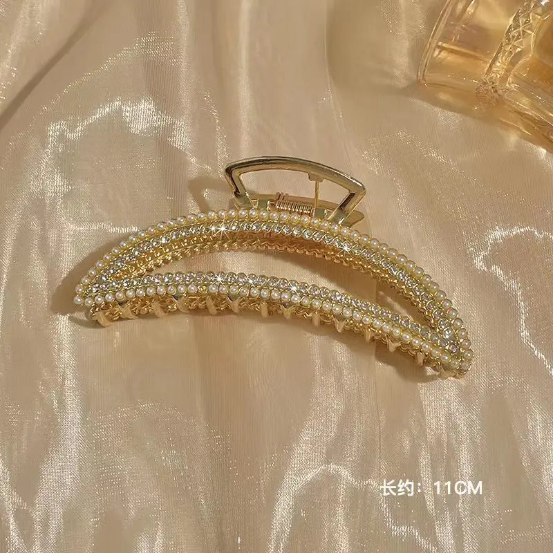 Large Crescent Pearl + Rhinestone