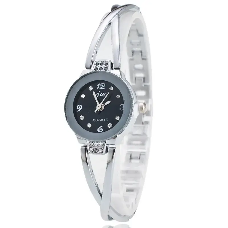 Women's Korean Fashion Watch Silver Steel Strap Black Dial - Image 3