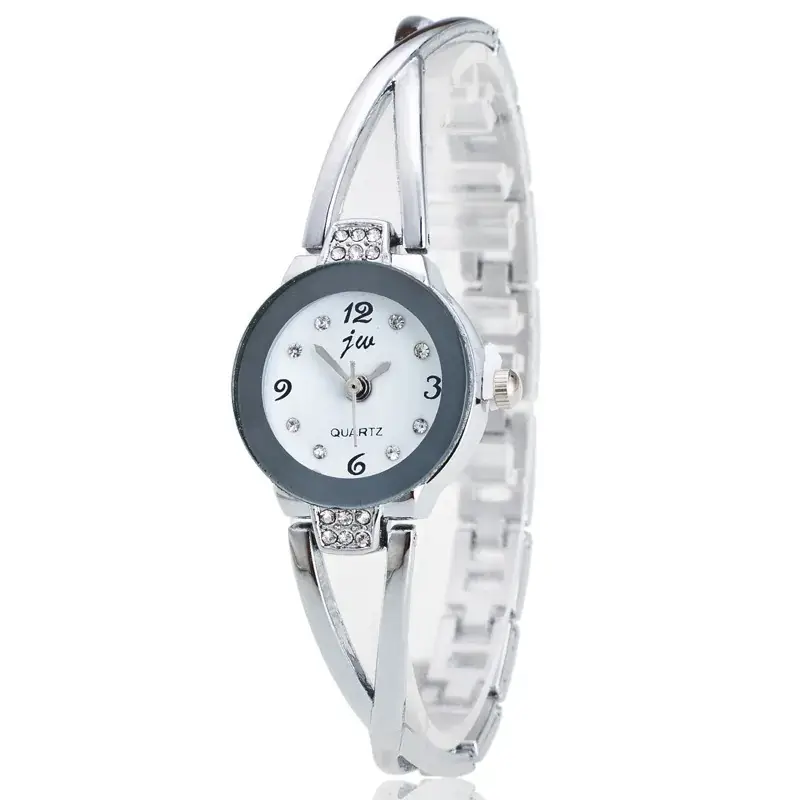 Women's Korean Fashion Watch Silver Steel Strap Black Dial - Image 2