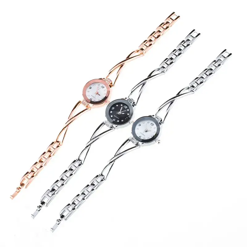 Women's Korean Fashion Watch Silver Steel Strap Black Dial - Image 4