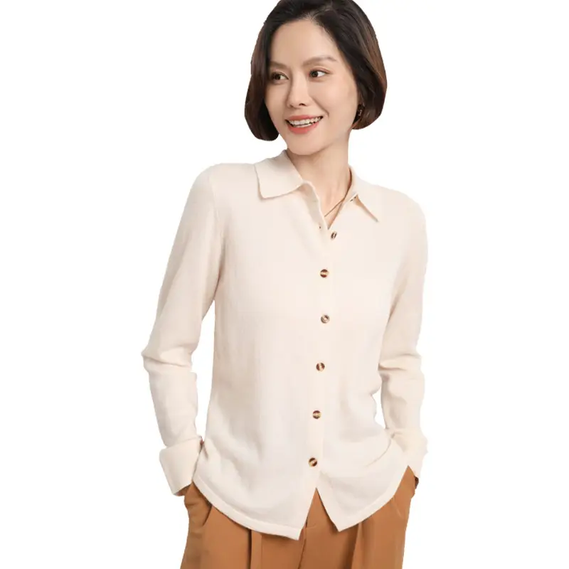 Women's Purple Knitted Polo Collar Sweater - Image 12
