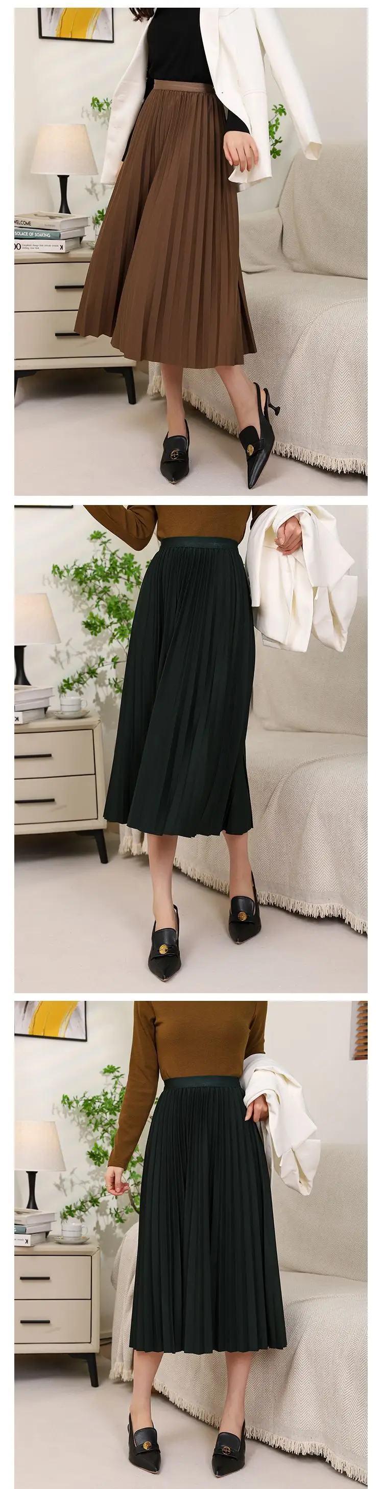 Elegant Pleated Skirt Women Winter Warm — feature 10