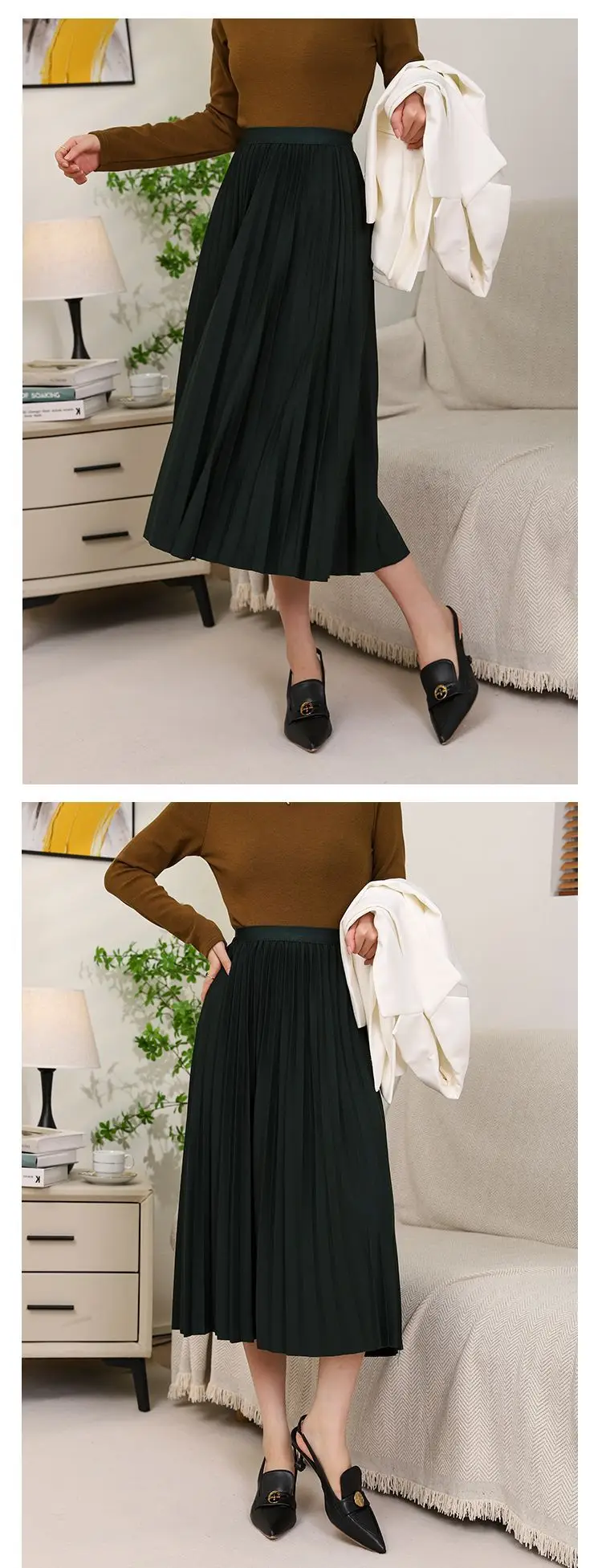 Elegant Pleated Skirt Women Winter Warm — feature 11