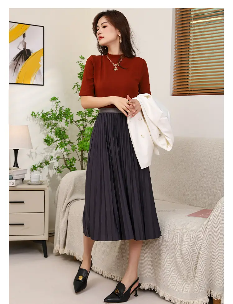 Elegant Pleated Skirt Women Winter Warm — feature 14