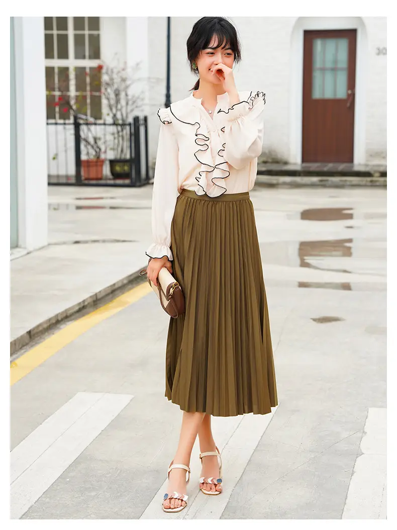 Elegant Pleated Skirt Women Winter Warm — feature 17