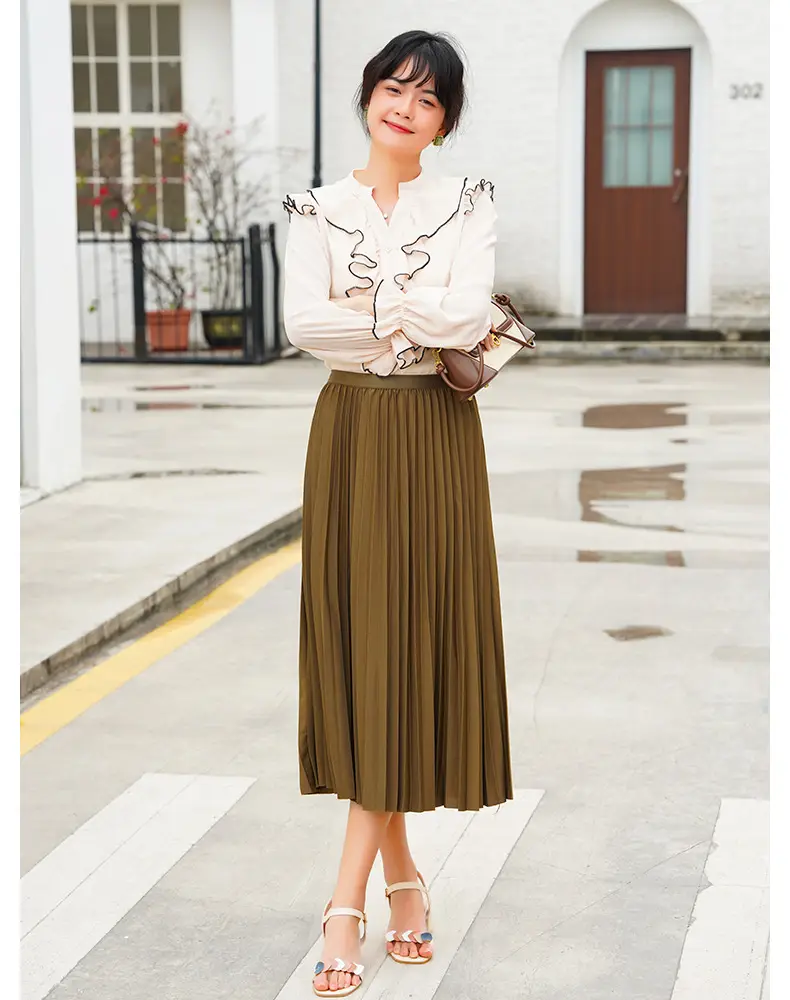 Elegant Pleated Skirt Women Winter Warm — feature 18