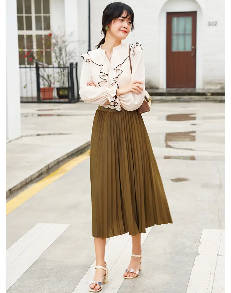 Elegant Pleated Skirt Women Winter Warm — feature 20