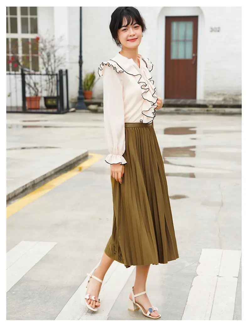 Elegant Pleated Skirt Women Winter Warm — feature 21