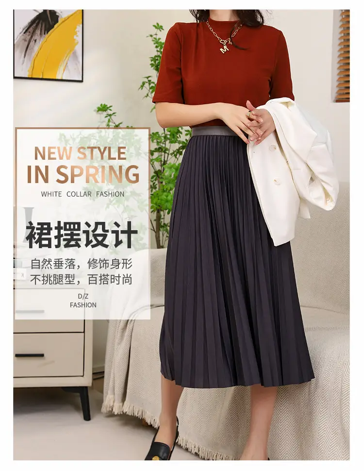 Elegant Pleated Skirt Women Winter Warm — feature 6