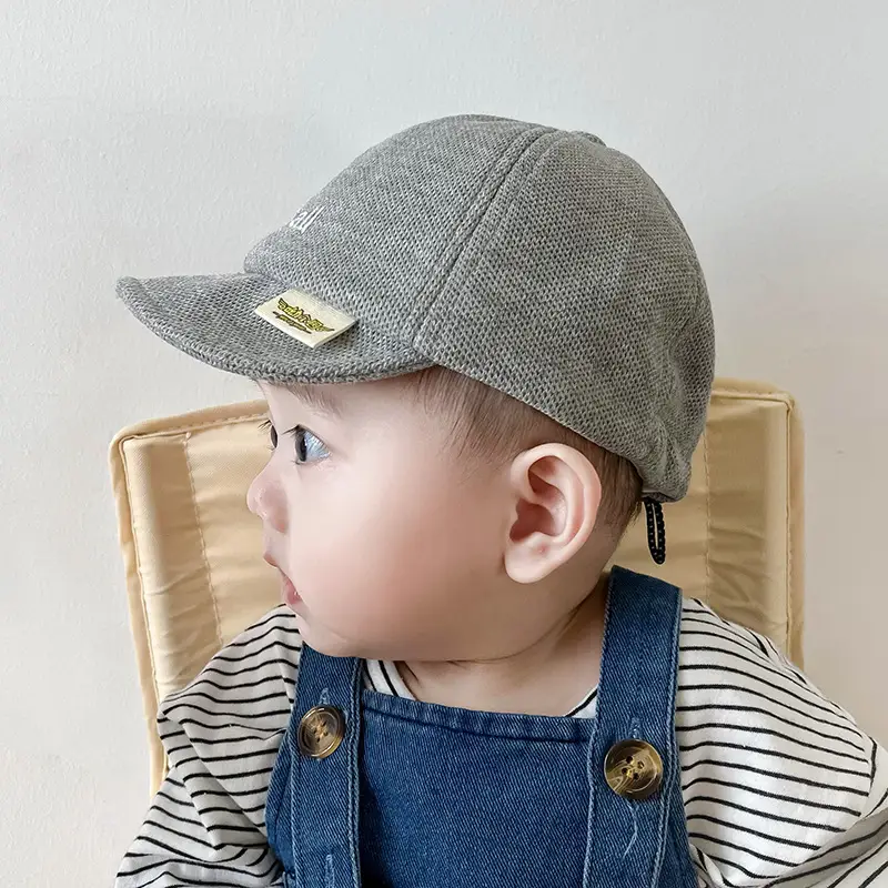 Brown Embroidered Baby Hat with Soft Bristle Cap