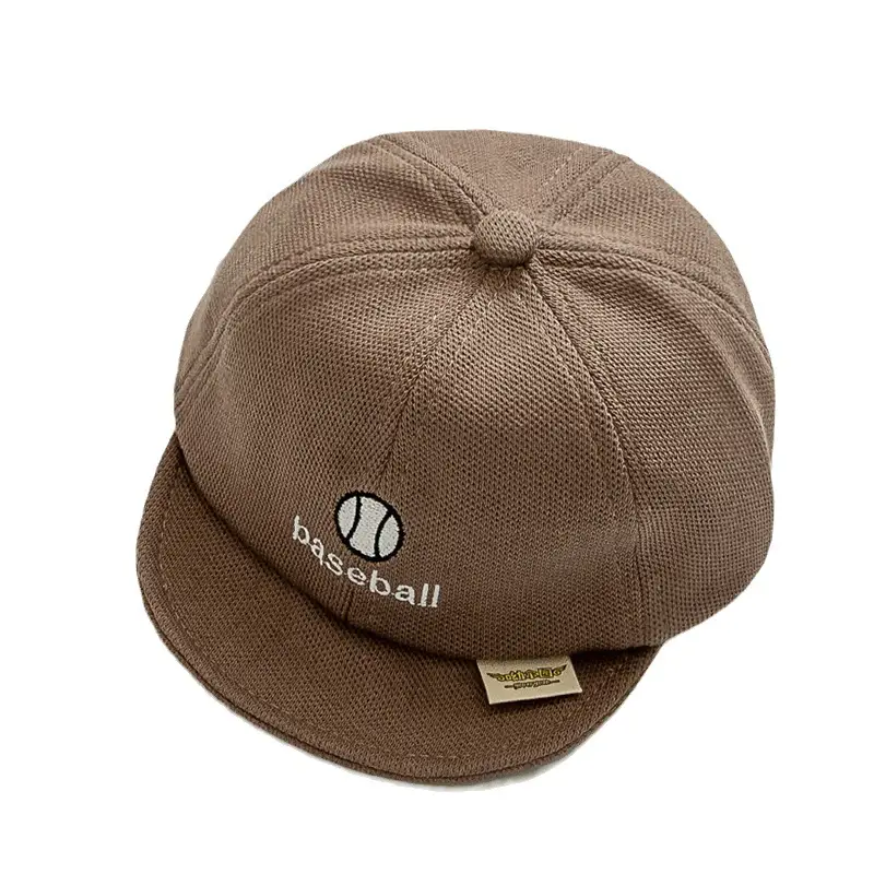 Brown Embroidered Baby Hat with Soft Bristle Cap