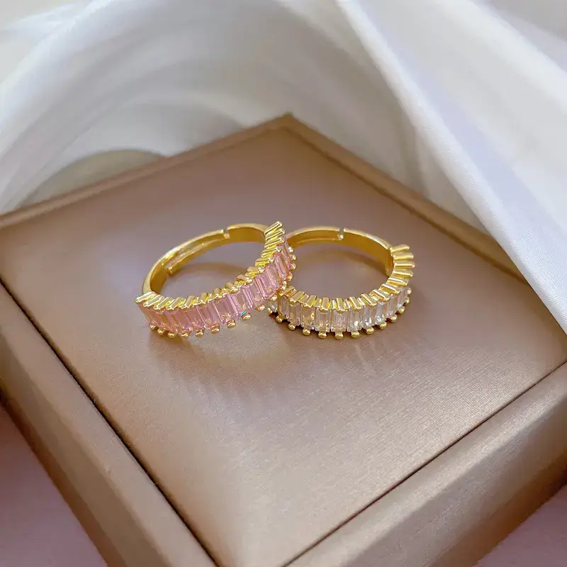 Real Gold Gemstone Finger Ring with Geometric Design - Image 3