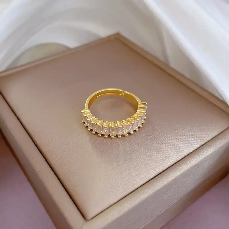 Real Gold Gemstone Finger Ring with Geometric Design - Image 4