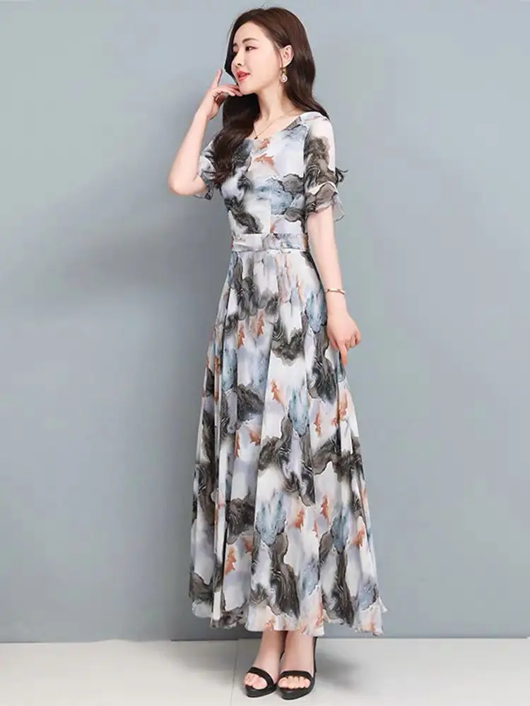 Women Floral Long Slimming Dress Large Size 2022 - Image 2