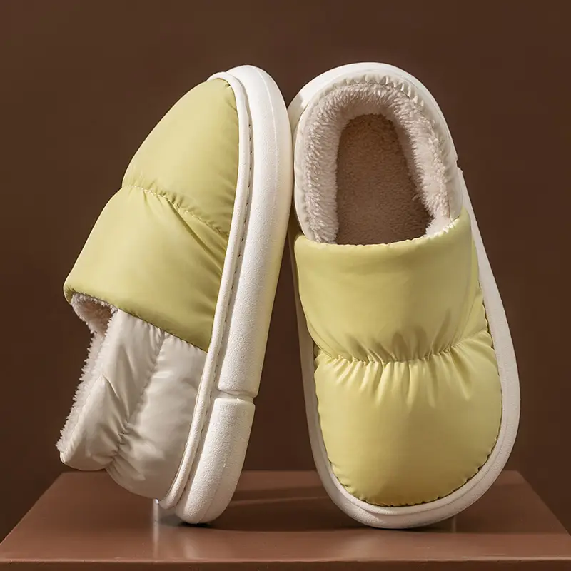 Stomp Feeling Cotton Slippers Women's Winter Heel Fleece-lined Home Indoor Warm Thick-soled Waterproof Postpartum Moon Cotton Shoes - Image 2