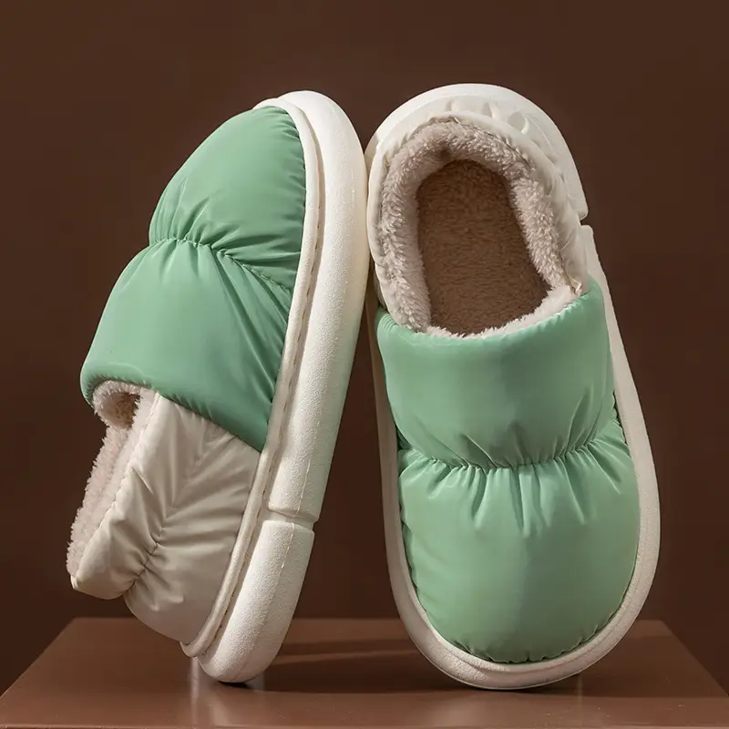 Stomp Feeling Cotton Slippers Women's Winter Heel Fleece-lined Home Indoor Warm Thick-soled Waterproof Postpartum Moon Cotton Shoes - Image 3