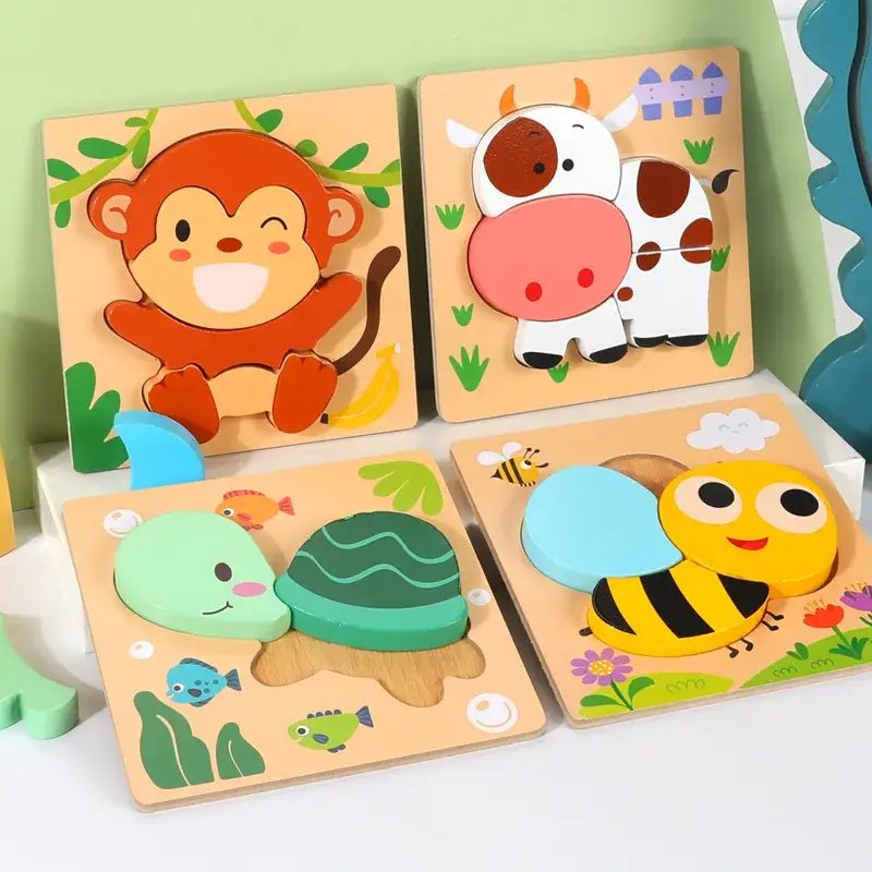 Wooden 3D Puzzle Toys for Kids Early Education