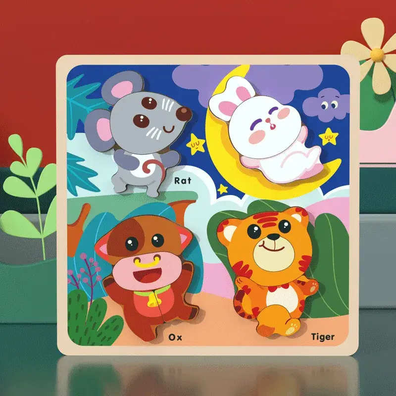 Wooden 3D Puzzle Toys for Kids Early Education