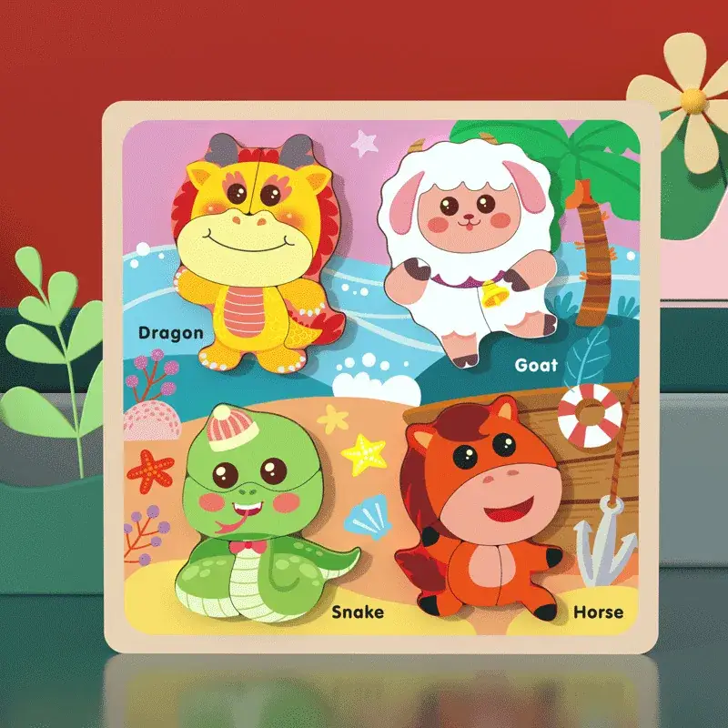 Wooden 3D Puzzle Toys for Kids Early Education