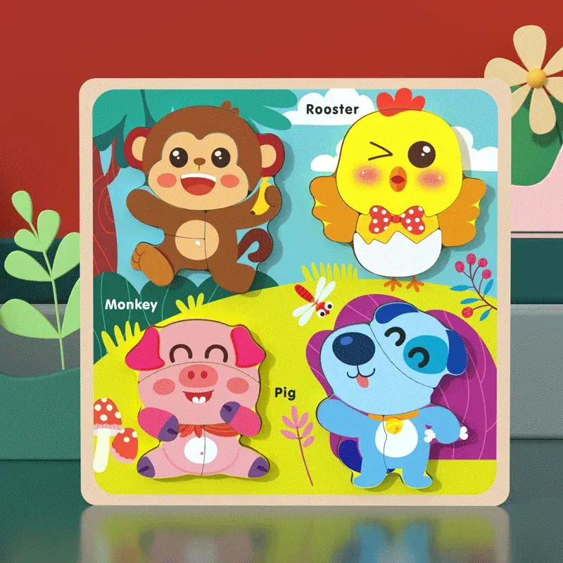 Wooden 3D Puzzle Toys for Kids Early Education