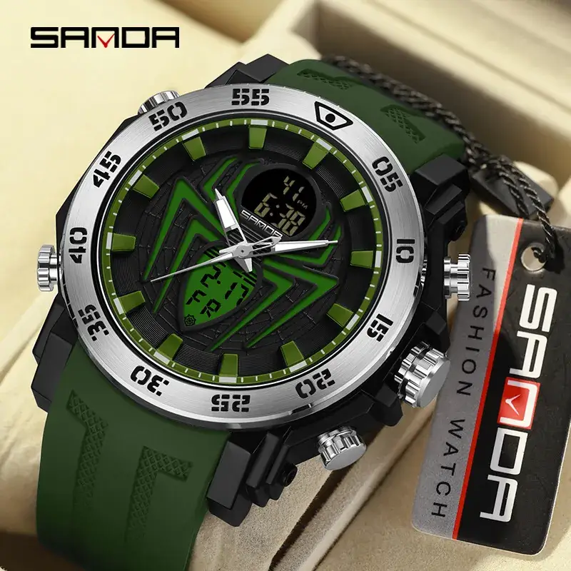 Sanda Spider LED Digital Men's Watch Black - Image 23