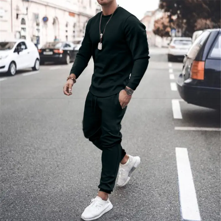Men Red Cross-Border Suit Long Sleeve Casual Two-Piece Set - Image 6