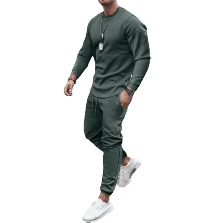 Men Red Cross-Border Suit Long Sleeve Casual Two-Piece Set - Image 9