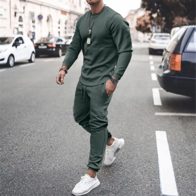 Men Red Cross-Border Suit Long Sleeve Casual Two-Piece Set - Image 5