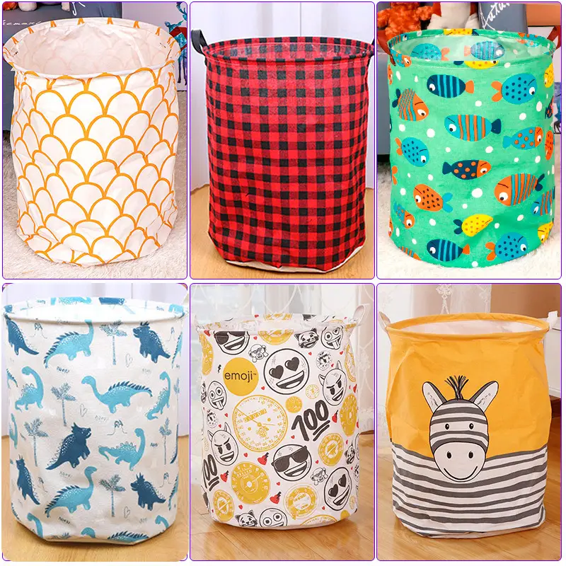 Foldable Printed Dirty Clothes Basket 40x50cm Pink - Image 45