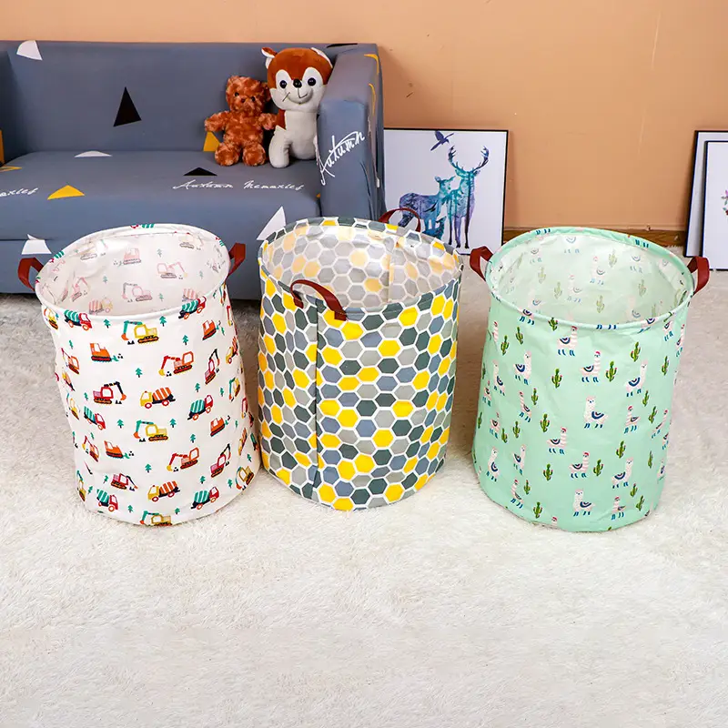 Foldable Printed Dirty Clothes Basket 40x50cm Pink - Image 46