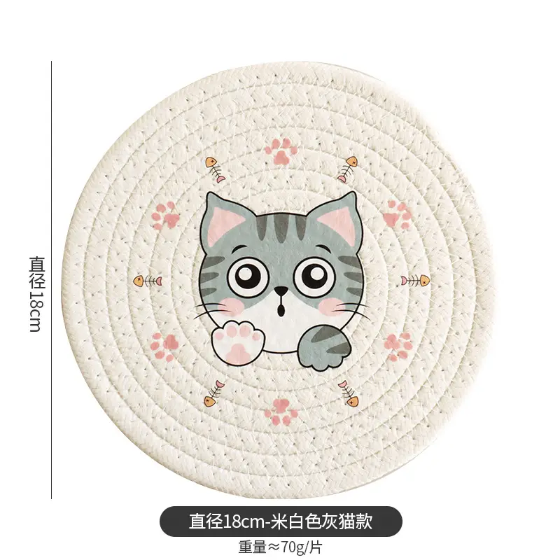 Cute Cat Printed Heat Insulation Coaster Plates for Home Use - Image 3