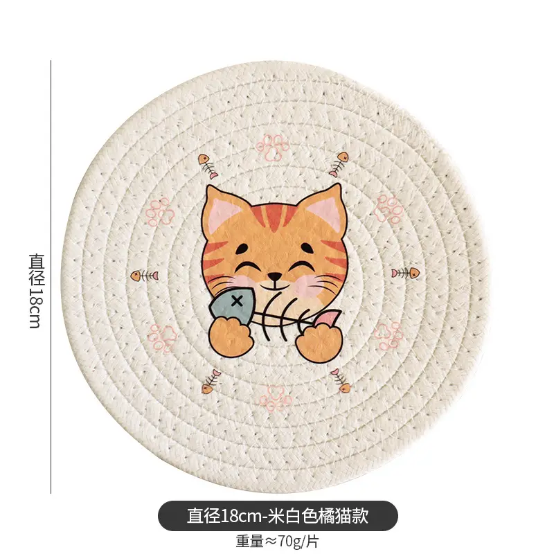 Cute Cat Printed Heat Insulation Coaster Plates for Home Use - Image 4