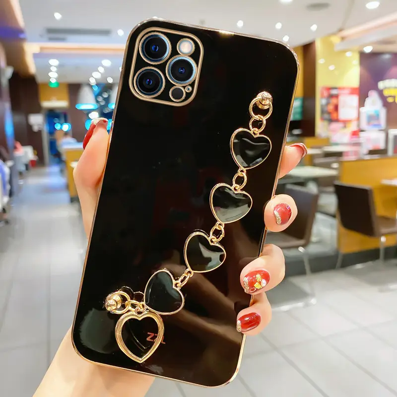 Pink Heart Phone Case with Gold Plated Design - Image 2