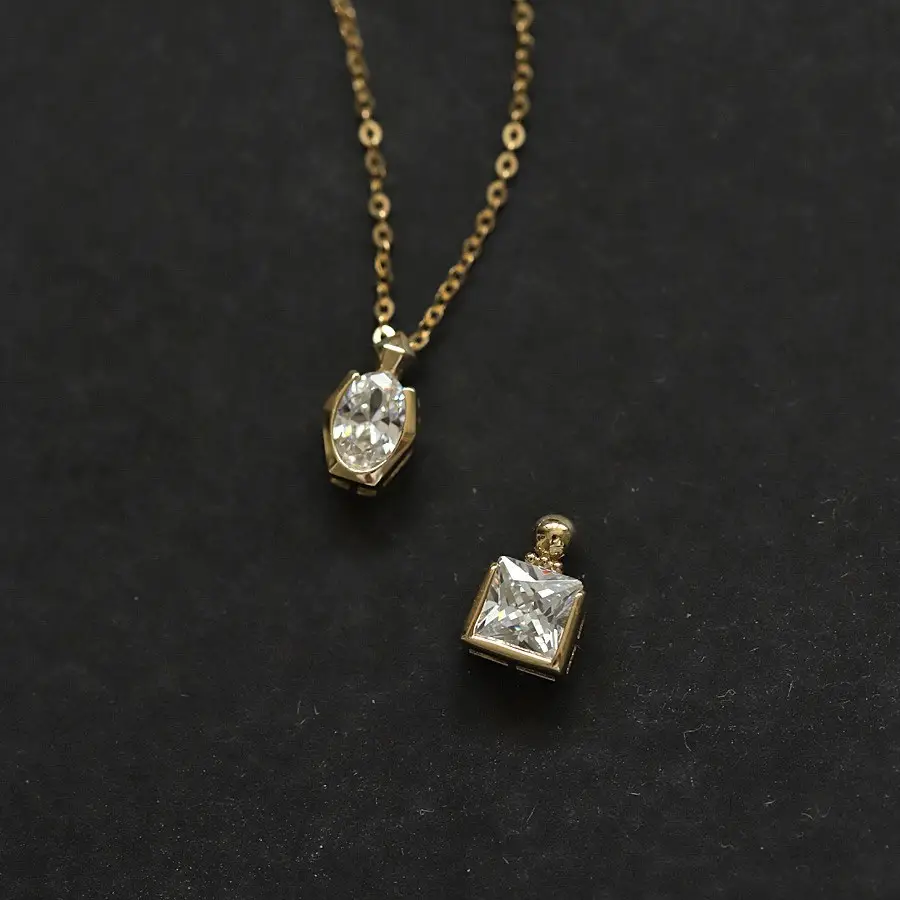 S925 Gold Plated Perfume Bottle Pendant Necklace Set - Image 5