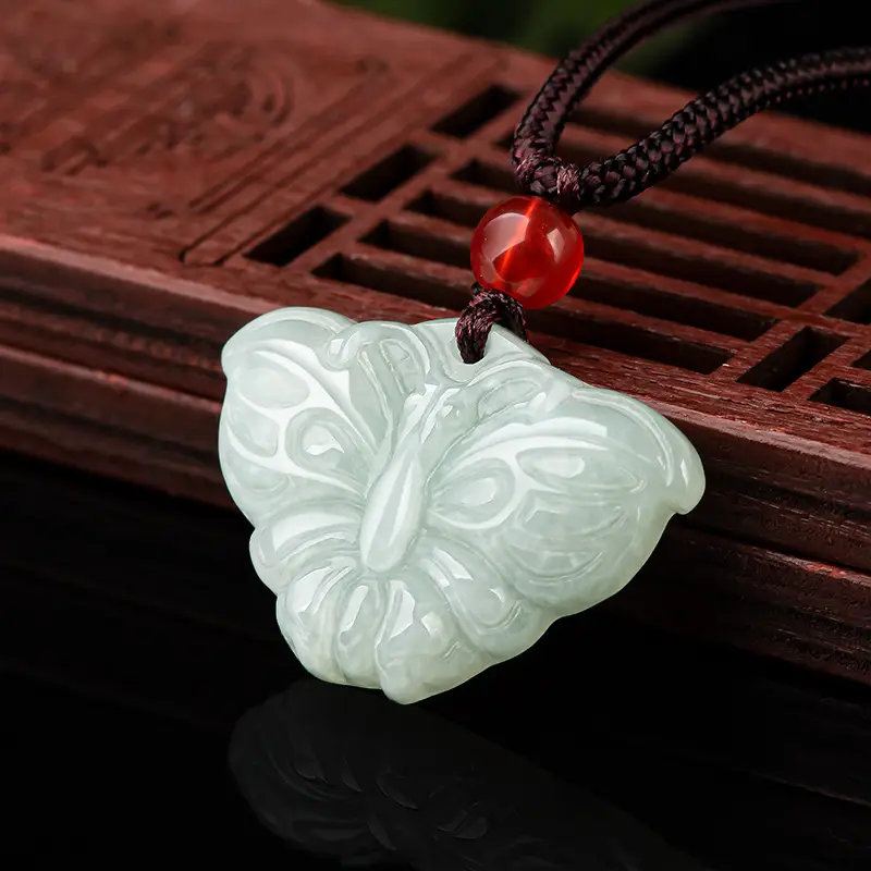 Natural Burma Jade Butterfly Pendant for Women