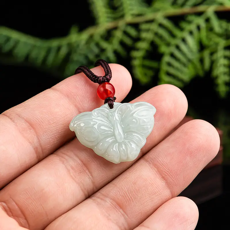 Natural Burma Jade Butterfly Pendant for Women
