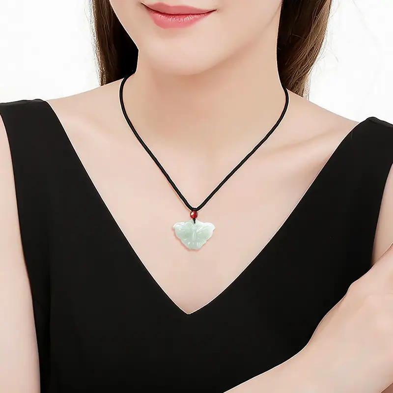 Natural Burma Jade Butterfly Pendant for Women