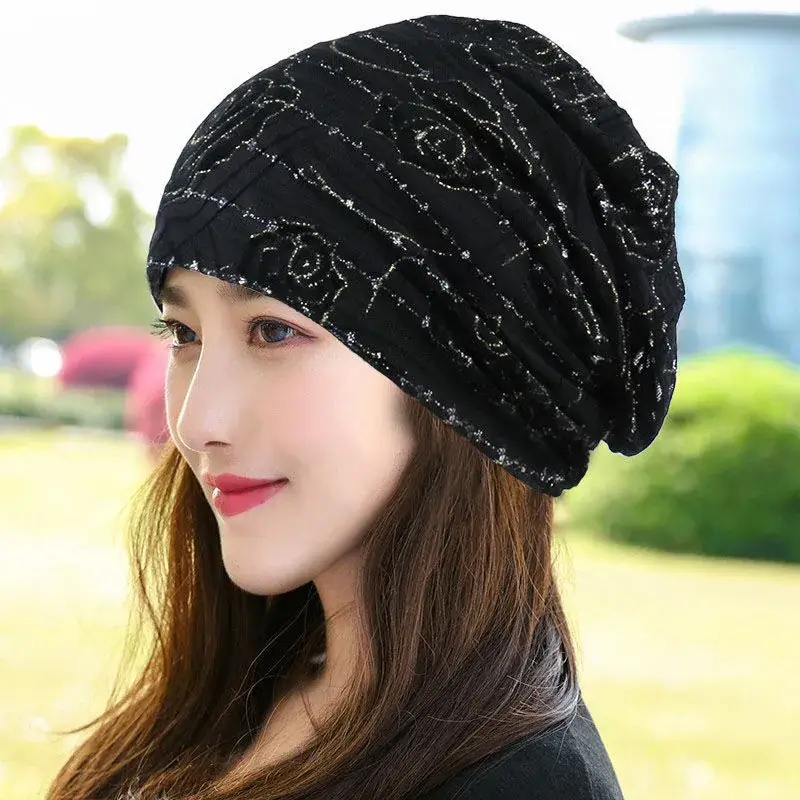 Women's Blue Embroidered Thin Lining Headwear - Image 12