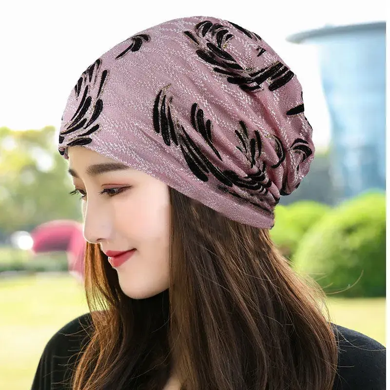 Women's Blue Embroidered Thin Lining Headwear - Image 13