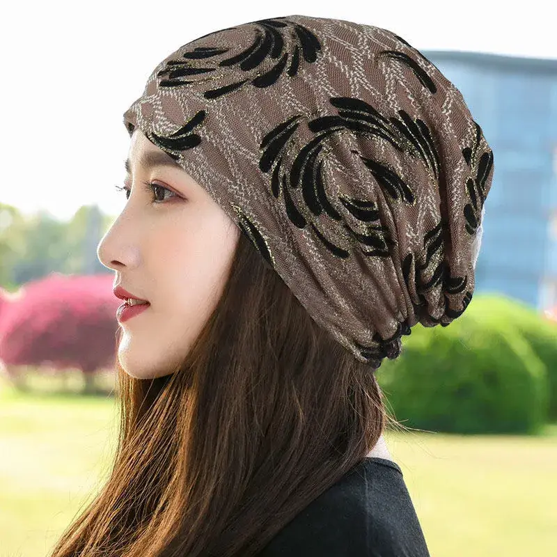 Women's Blue Embroidered Thin Lining Headwear - Image 14