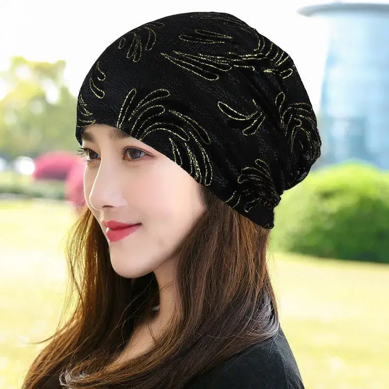 Women's Blue Embroidered Thin Lining Headwear - Image 15