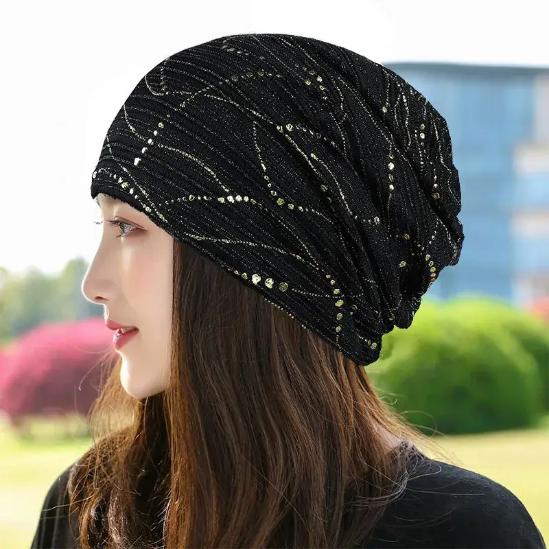 Women's Blue Embroidered Thin Lining Headwear - Image 2