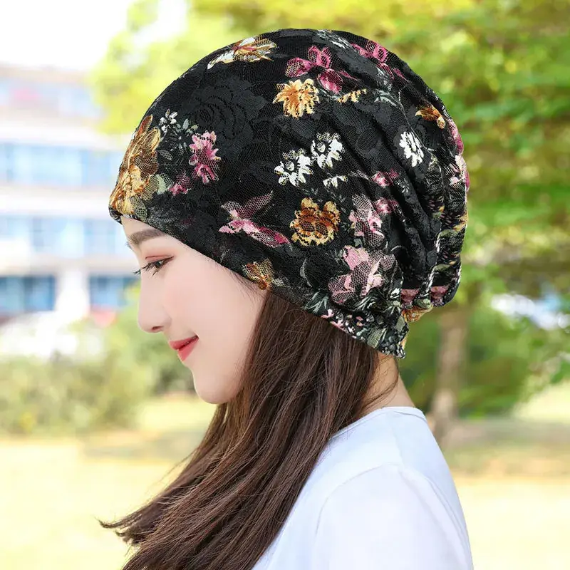 Women's Blue Embroidered Thin Lining Headwear - Image 20
