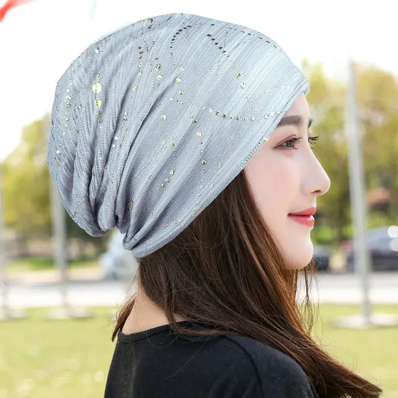 Women's Blue Embroidered Thin Lining Headwear - Image 4